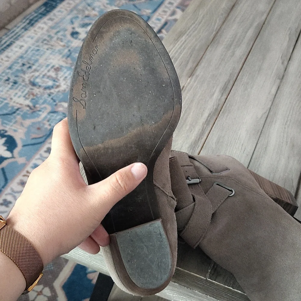 Sam Edelman Western-Inspired Suede Ankle Boots In Taupe Size 10